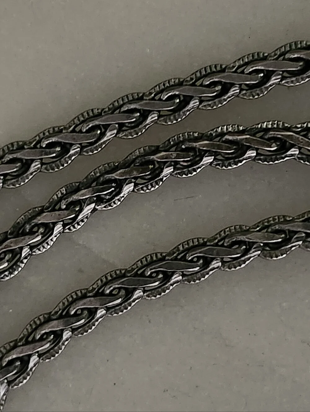 Sterling-Look Twisted Rope Chain Necklace in Silver Tone 24 Inches